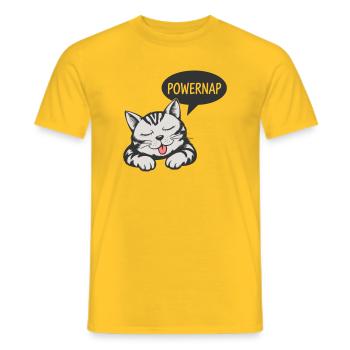 Powernap Cat - Sleeping Motif - Men's T-Shirt - yellow - Front - AI Model Male 178 dark (178cm)