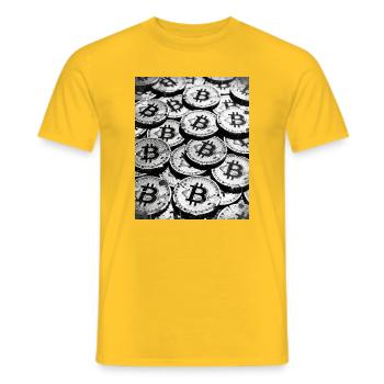 Bitcoin-Münzen-Mosaik - Männer T-Shirt - Gelb - Vorne - AI Model Male 178 dark (178cm)