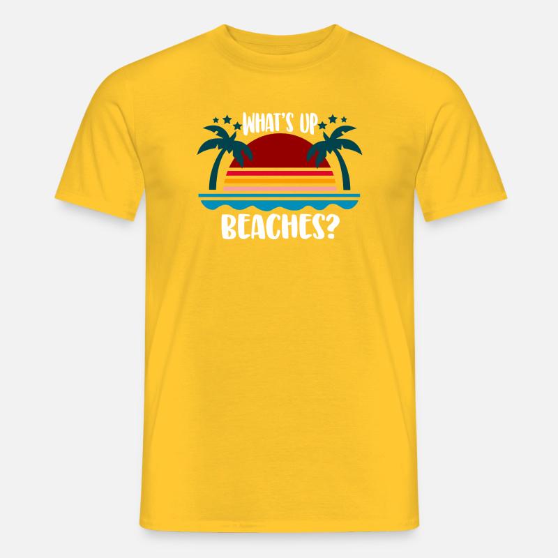 Vad händer stränder? Stranddesign Strandsemester - T-shirt herr - gul
