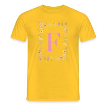 Florale Initialen "F", Buchstaben Monogramm  - Männer T-Shirt - Gelb - Vorne - AI Model Male 178 dark (178cm)