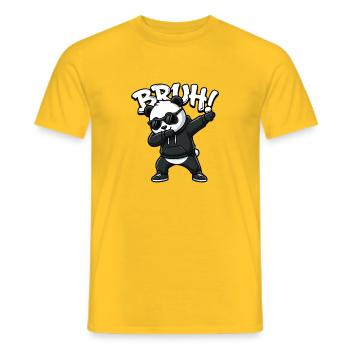 Bruh Panda Dabbing Cool Panda Bear Funny - Men's T-Shirt - yellow - Front - AI Model Male 178 dark (178cm)