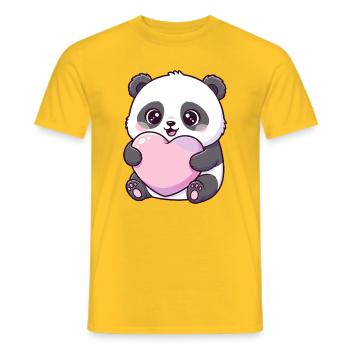 Kawaii Panda Herzliebe - Männer T-Shirt - Gelb - Vorne - AI Model Male 178 dark (178cm)