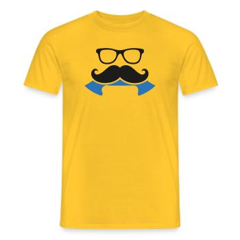 Hipster Schnurrbart Banner Logo - Männer T-Shirt - Gelb - Vorne - AI Model Male 178 dark (178cm)