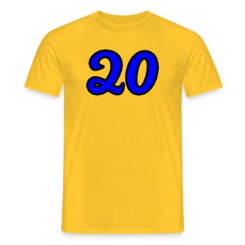 20. 20th ANNIVERSARY. 20 YEARS ANNIVERSARY. 20 YEARS. - Men's T-Shirt - yellow - Front - AI Model Male 178 dark (178cm)
