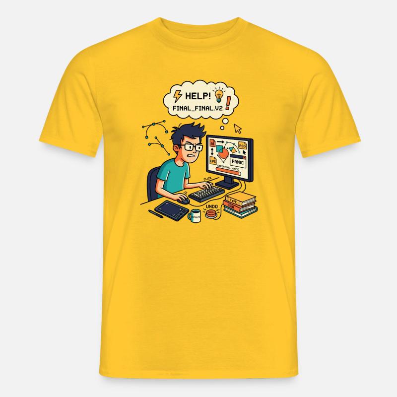 Graphic Designer Chaos Export Panic - Männer T-Shirt - Gelb