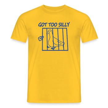 Trop bête d’oiseau dans une cage - T-shirt homme - jaune - Devant - AI Model Male 178 dark (178cm)