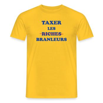 Taxer les riches branleurs - T-shirt homme - jaune - Devant - AI Model Male 178 dark (178cm)