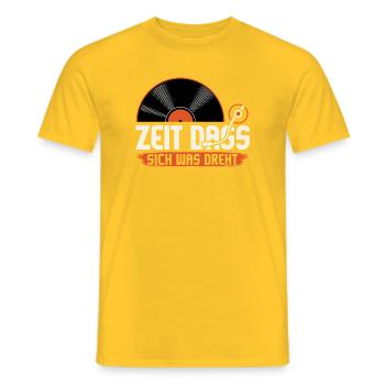 Zeit das sich was dreht / Vinyl Platte - Männer T-Shirt - Gelb - Vorne - AI Model Male 178 dark (178cm)