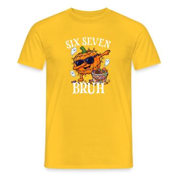 Dabbing Pumpkin Six Seven Bruh 6 7 Halloween 67 - Männer T-Shirt - Gelb - Vorne - AI Model Male 178 dark (178cm)