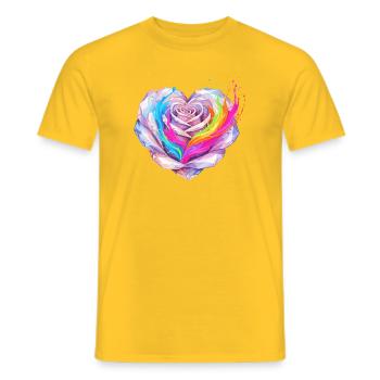Crystal Heart Rainbow Fusion - Men's T-Shirt - yellow - Front - AI Model Male 178 dark (178cm)