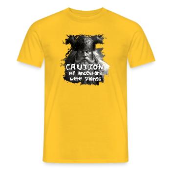 Caution_my_ancestors_were_Vikings - T-shirt homme - jaune - Devant - AI Model Male 178 dark (178cm)
