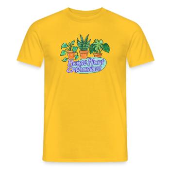 House Plant Enthusiast Cartoon Theme - Men's T-Shirt - yellow - Front - AI Model Male 178 dark (178cm)