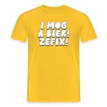 I mog a beer! zefix! - Men's T-Shirt - yellow - Front - AI Model Male 178 dark (178cm)