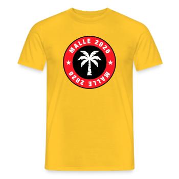 Malle 2026 Palm Tree Circle - Men's T-Shirt - yellow - Front - AI Model Male 178 dark (178cm)