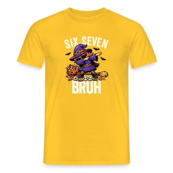 Dabbing Witch Six Seven Bruh 6 7 Halloween 67 Bruh - Männer T-Shirt - Gelb - Vorne - AI Model Male 178 dark (178cm)