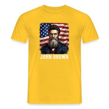 John Brown USA Flag. - Men's T-Shirt - yellow - Front - AI Model Male 178 dark (178cm)