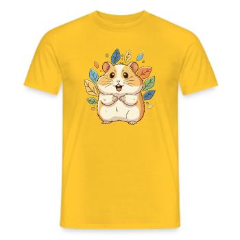 Kuscheliger Hamster mit Herbstblättern - Männer T-Shirt - Gelb - Vorne - AI Model Male 178 dark (178cm)