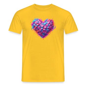 Plumes Cœur de Couleur Couleurs Néon - T-shirt homme - jaune - Devant - AI Model Male 178 dark (178cm)