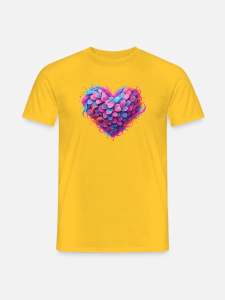 Herz aus Farbfedern Neonfarben - Männer T-Shirt - Gelb