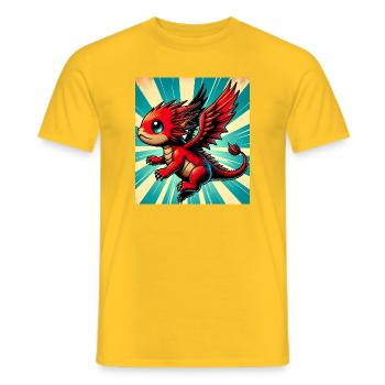 Drache - Männer T-Shirt - Gelb - Vorne - AI Model Male 178 dark (178cm)