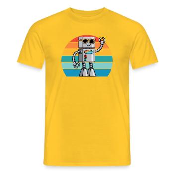 Retro Ki robot for technology lovers & robot fans - Men's T-Shirt - yellow - Front - AI Model Male 178 dark (178cm)