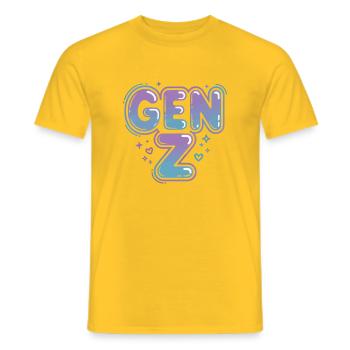 Gen Z Gradient Font Design - Men's T-Shirt - yellow - Front - AI Model Male 178 dark (178cm)