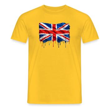 Vereinigtes Königreich – tropfende Farbe - Männer T-Shirt - Gelb - Vorne - AI Model Male 178 dark (178cm)