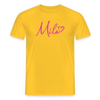 Mila signature Rose Néon - T-shirt homme - jaune - Devant - AI Model Male 178 dark (178cm)