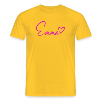 Emma Signatur Neon Pink - Männer T-Shirt - Gelb - Vorne - AI Model Male 178 dark (178cm)