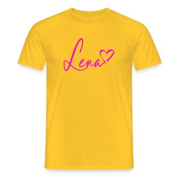 Lena Signatur Neon Pink - Männer T-Shirt - Gelb - Vorne - AI Model Male 178 dark (178cm)