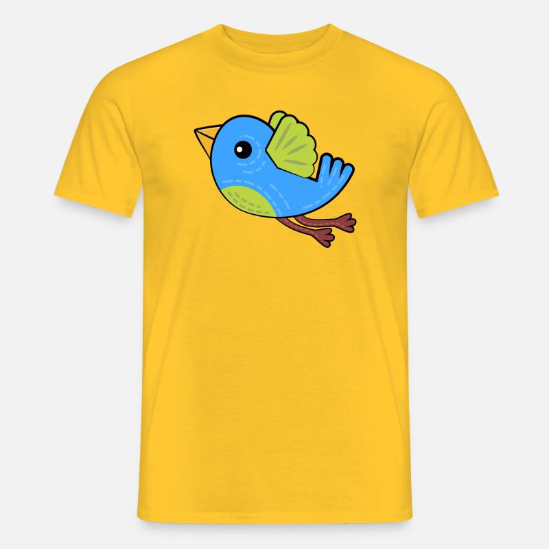 Kleiner Blauer Vogel - Männer T-Shirt - Gelb