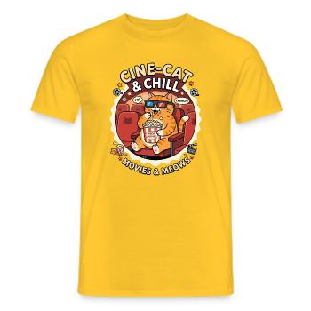 Films Cine Cat Chill Miaule - T-shirt homme - jaune - Devant - AI Model Male 178 dark (178cm)