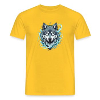 Eiswolf im Kristallkreis - Männer T-Shirt - Gelb - Vorne - AI Model Male 178 dark (178cm)