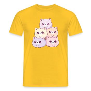 Pastellkatzen Haufen Kuschelfreudig - Männer T-Shirt - Gelb - Vorne - AI Model Male 178 dark (178cm)