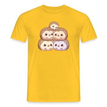 Kuschelige Igelfamilie - Männer T-Shirt - Gelb - Vorne - AI Model Male 178 dark (178cm)