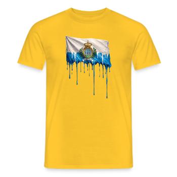 Flag San Marino Drop Art - Men's T-Shirt - yellow - Front - AI Model Male 178 dark (178cm)