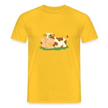 Vache qui lit dans l’herbe - T-shirt homme - jaune - Devant - AI Model Male 178 dark (178cm)