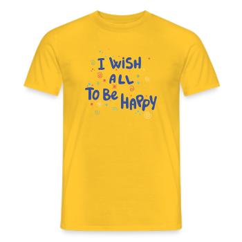 Je souhaite que tout le monde soit heureux - T-shirt homme - jaune - Devant - AI Model Male 178 dark (178cm)