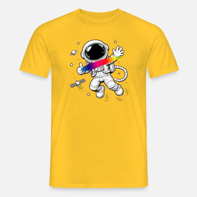 Astronaut Regenbogen Splash Space Design  - Männer T-Shirt - Gelb