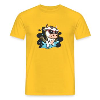 Cow Surfer Sonne und Brille - Männer T-Shirt - Gelb - Vorne - AI Model Male 178 dark (178cm)