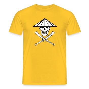 Asian Jolly Roger with conical hat - Men's T-Shirt - yellow - Front - AI Model Male 178 dark (178cm)