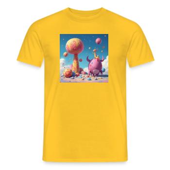 Pastel Planet Friends - Men's T-Shirt - yellow - Front - AI Model Male 178 dark (178cm)