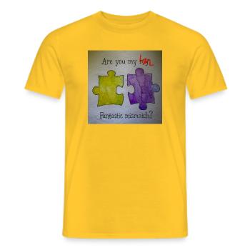 Fantastic mismatch puzzle pieces - Men's T-Shirt - yellow - Front - AI Model Male 178 dark (178cm)