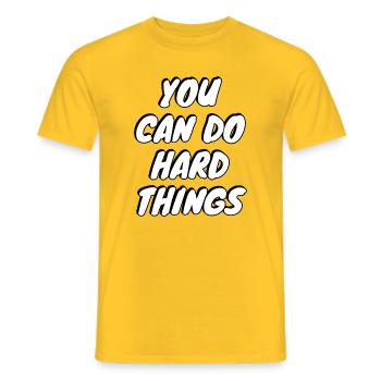 Tu peux faire des choses difficiles - citation motivationnelle - T-shirt homme - jaune - Devant - AI Model Male 178 dark (178cm)