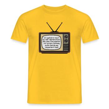 Retrofernseher: Schlag aufs Gehäuse - Männer T-Shirt - Gelb - Vorne - AI Model Male 178 dark (178cm)