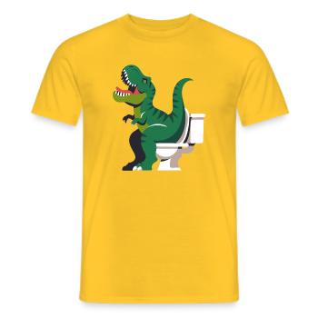 Dinosaure rugissant sur les toilettes - T-shirt homme - jaune - Devant - AI Model Male 178 dark (178cm)