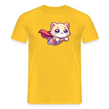 Superhero Cat Kitten Hero Kitty - Men's T-Shirt - yellow - Front - AI Model Male 178 dark (178cm)