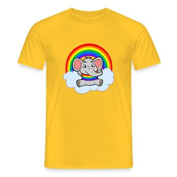 Nuage arc-en-ciel Bébé Éléphant Coloré - T-shirt homme - jaune - Devant - AI Model Male 178 dark (178cm)