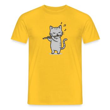Musikalische Katze schenkt Musik Katzen - Männer T-Shirt - Gelb - Vorne - AI Model Male 178 dark (178cm)