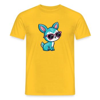 Kawaii Turquoise Doe in Pink Glasses - Men's T-Shirt - yellow - Front - AI Model Male 178 dark (178cm)